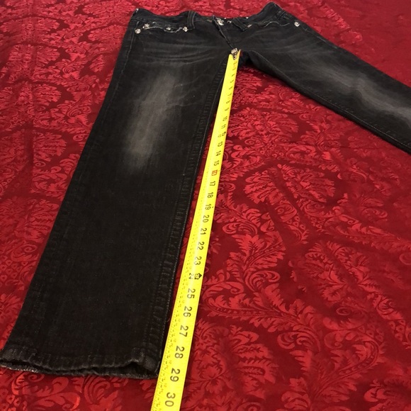 Miss Me Sz 28 angel wing embellished black skinny jeans w/factory distressing 🧿 - Picture 15 of 16